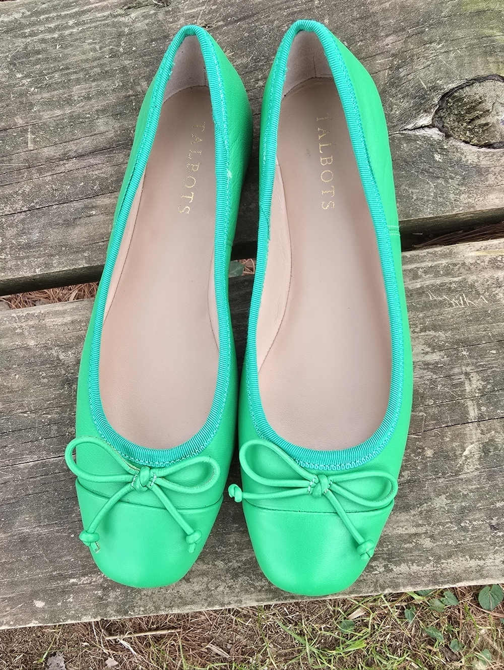 Talbots Bright Green Bow Ballet Flats